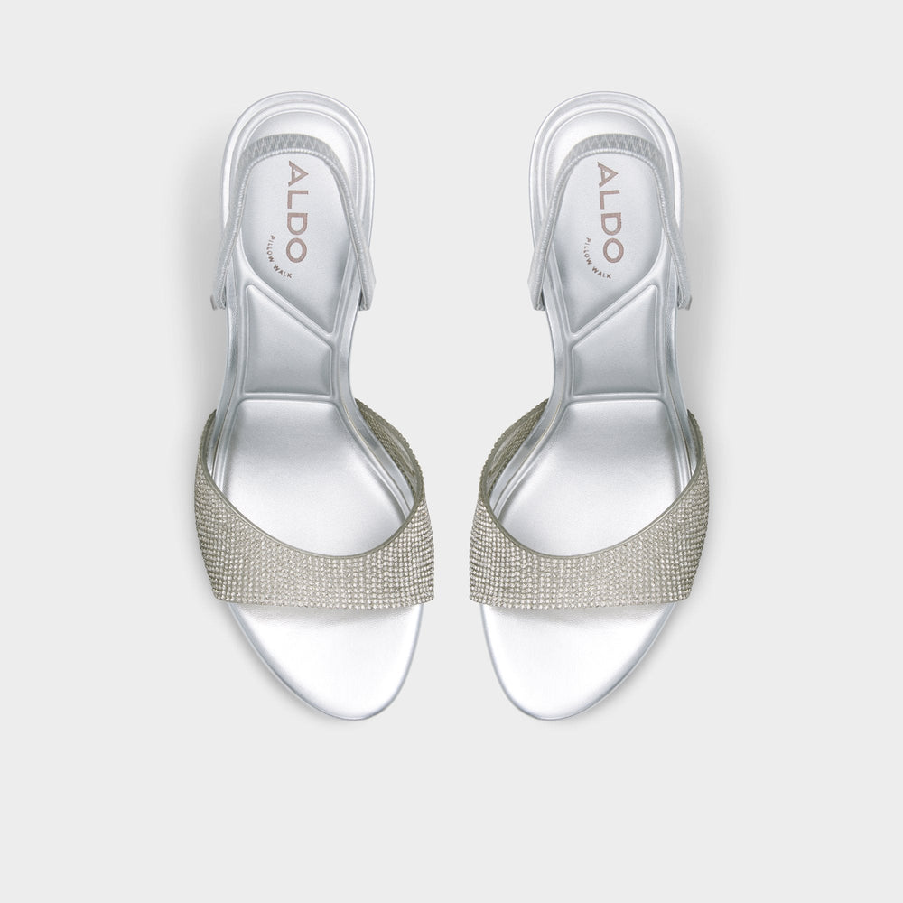 Aldo Aitana Silver Women's Heeled sandals - Slingback heeled sandal, Stiletto heel Women
