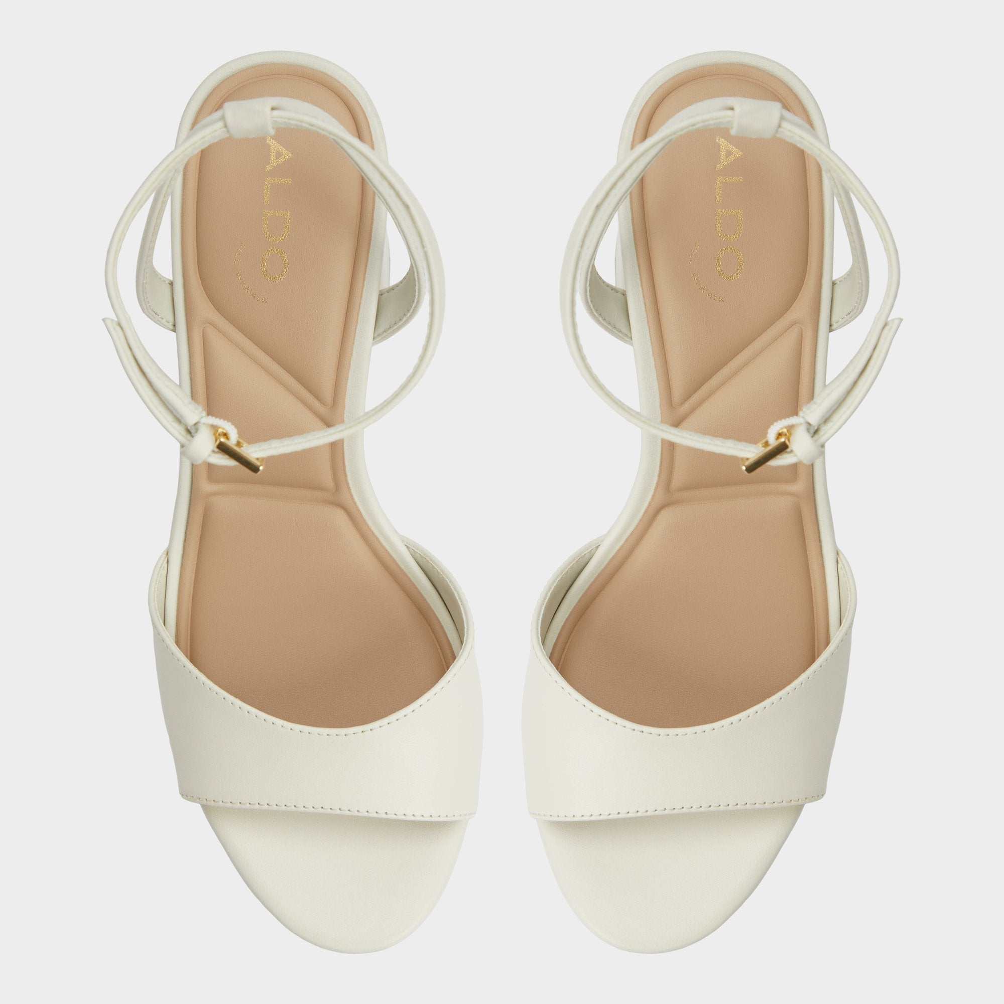 Aldo Gracious White/Bone Women's Block heels - Strappy heeled sandal, Block heel Women