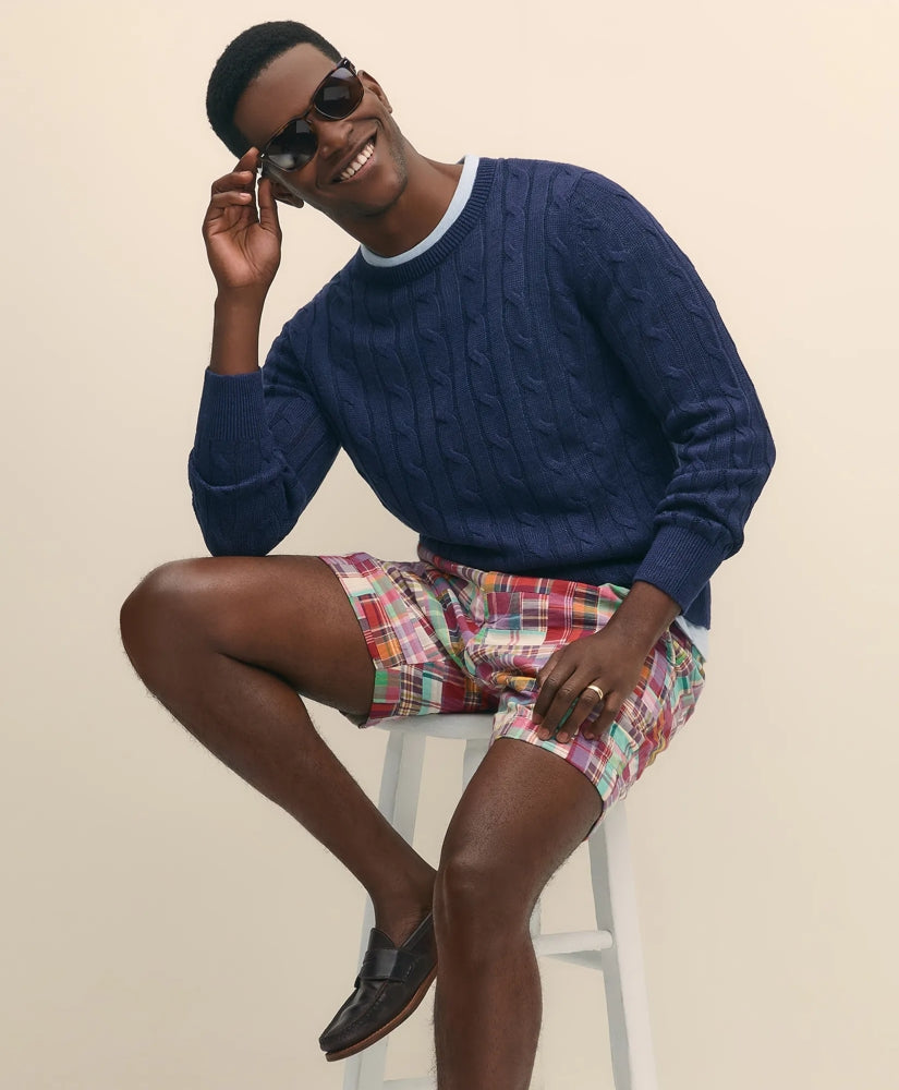 7" Cotton Patchwork Madras Shorts | Brooks Brothers