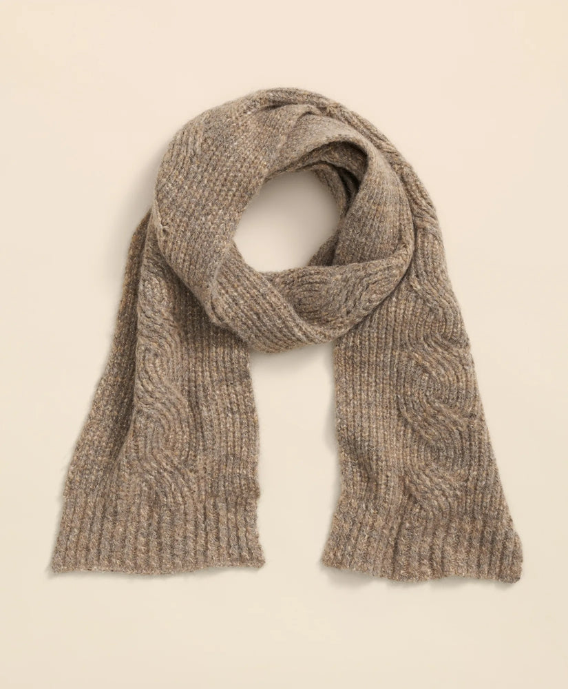 Alpaca-Cotton-Wool Blend Cable Knit Wrap Scarf | Brooks Brothers