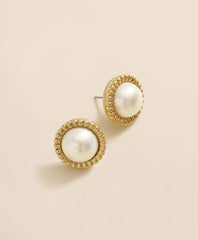 Bezel Frame Faux-Pearl Stud Earrings | Brooks Brothers