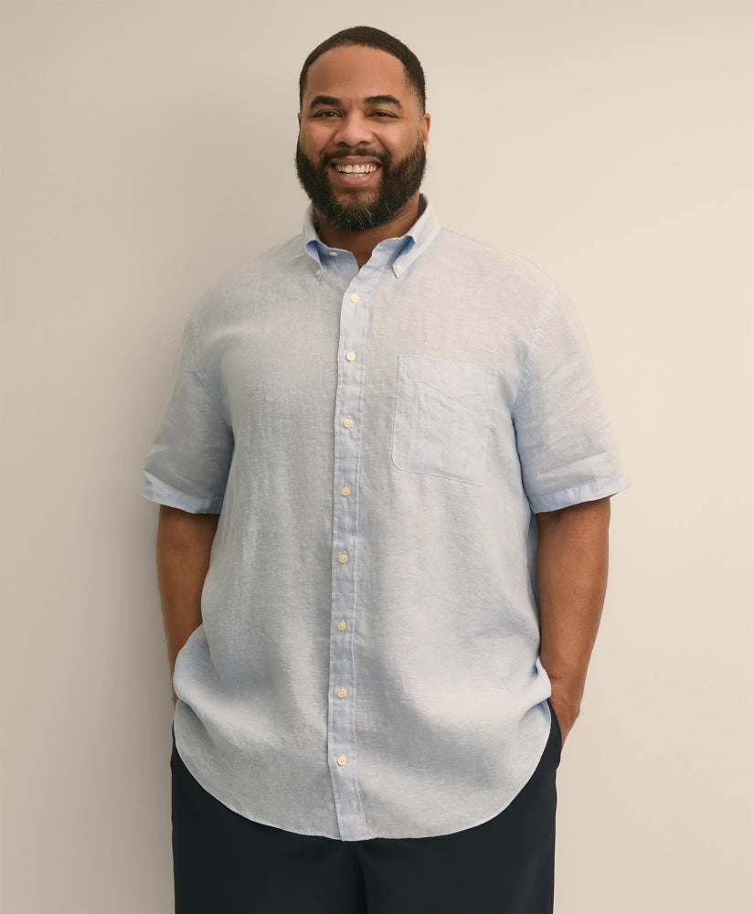 Big & Tall Sport Shirt,  Short-Sleeve Irish Linen | Brooks Brothers