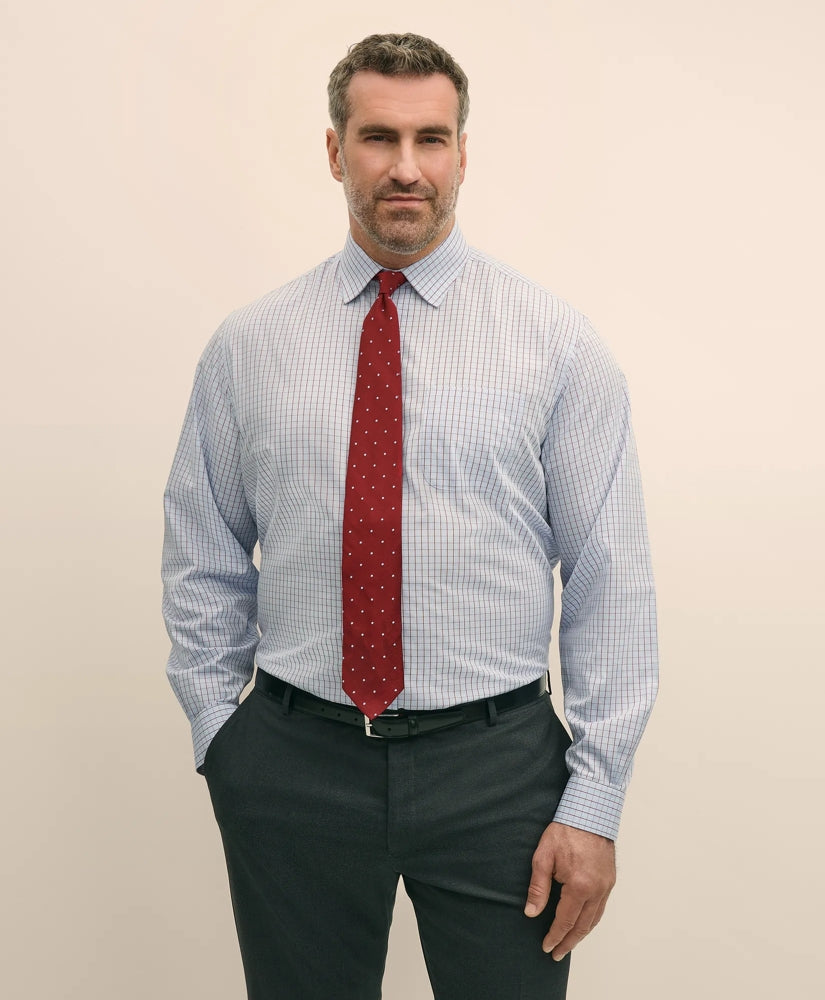Big & Tall Stretch Cotton Broadcloth Non-Iron Ainsley Collar Glen Plaid, Dress Shirt | Brooks Brothers