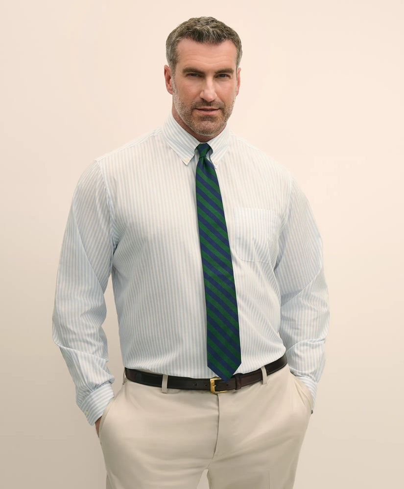 Big & Tall Stretch Cotton Broadcloth Non-Iron Polo Button Down Collar, Dress Shirt | Brooks Brothers