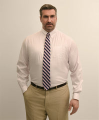 Big & Tall Stretch Cotton Non-Iron Pinpoint Oxford Polo Button Down, Windowpane Dress Shirt | Brooks Brothers