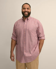 Big & Tall Stretch Cotton Non-Iron Poplin Polo Button Down, Check Sport Shirt | Brooks Brothers