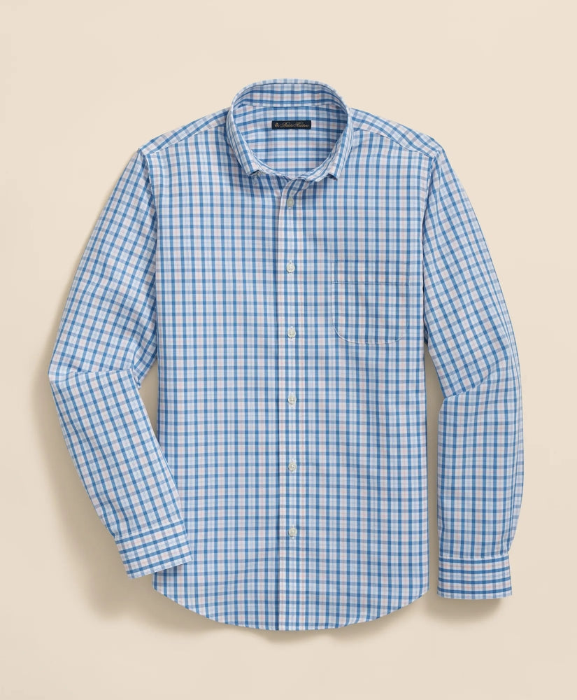 Boys Non-Iron Broadcloth Polo Button-Down Collar Check Sport Shirt | Brooks Brothers