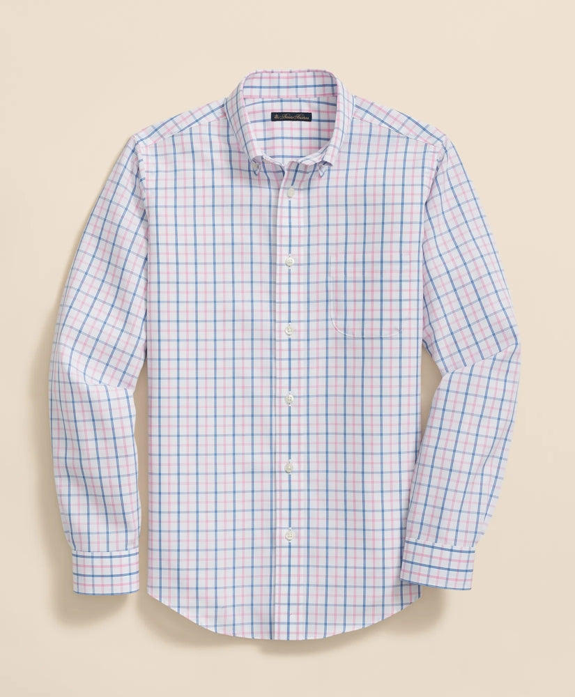 Boys Non-Iron Broadcloth Polo Button-Down Collar Check Sport Shirt | Brooks Brothers