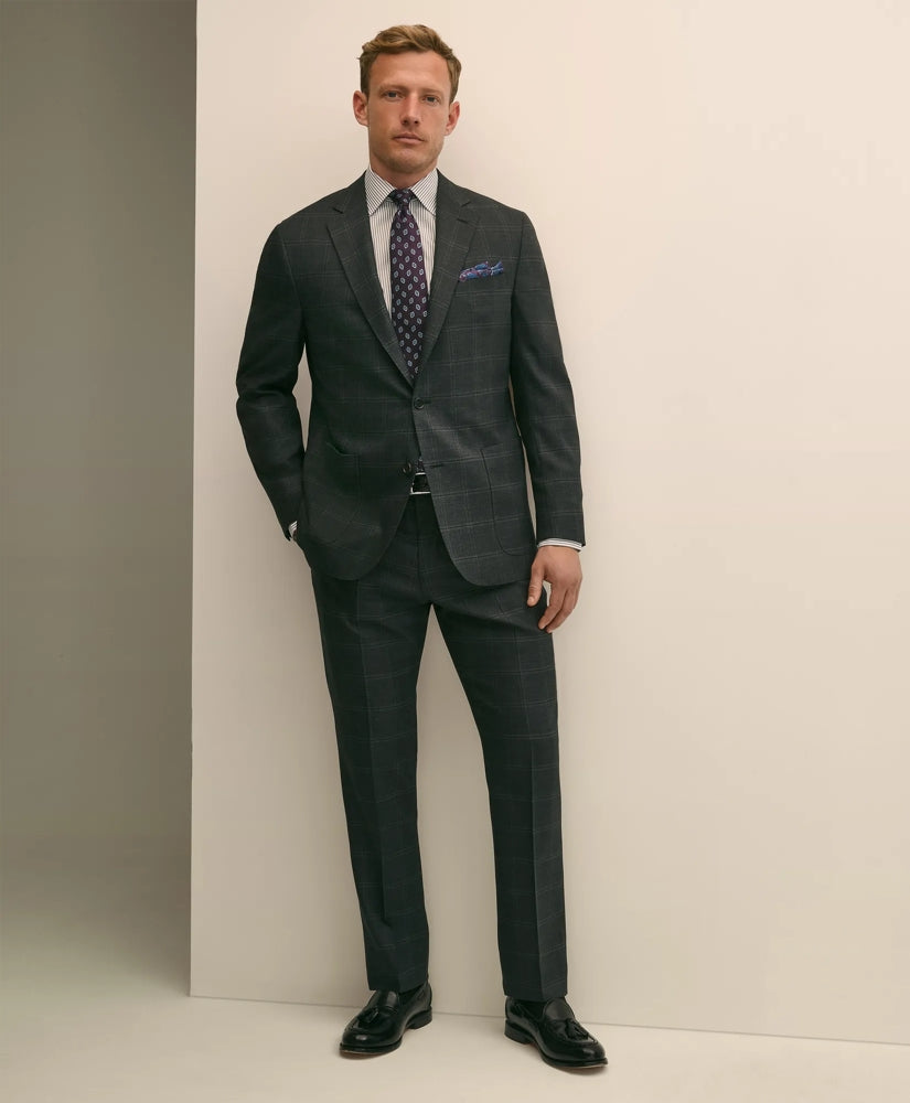 Brooks Brothers Explorer Collection Classic Fit Wool Windowpane Suit Pants | Brooks Brothers
