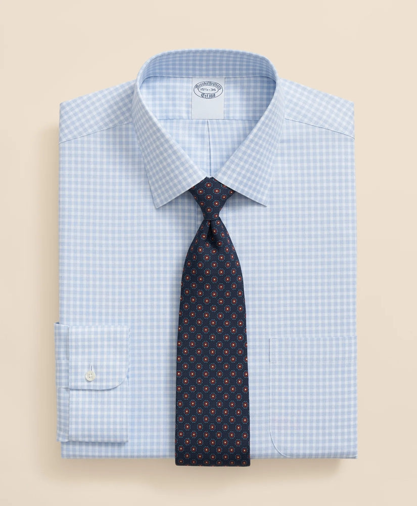 Brooks Brothers Explorer Collection Non-Iron Twill Ainsley Collar, Gingham Dress Shirt | Brooks Brothers