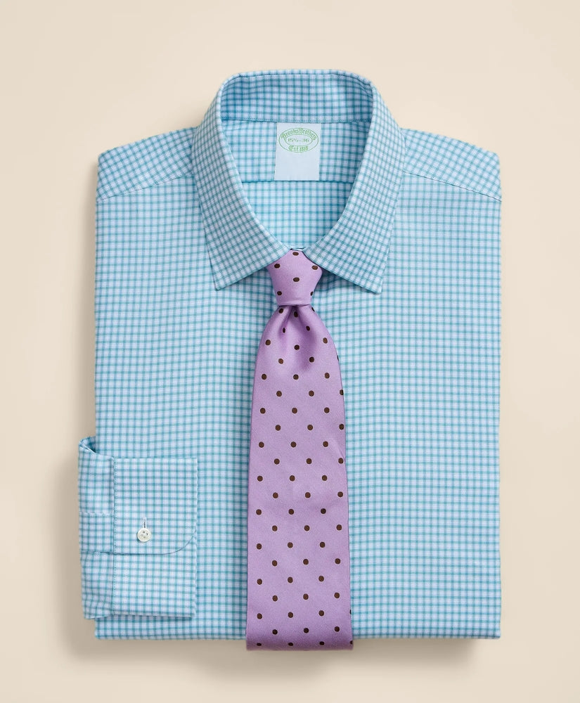 Brooks Brothers Explorer Collection Non-Iron Twill Ainsley Collar, Mini-Check Dress Shirt | Brooks Brothers