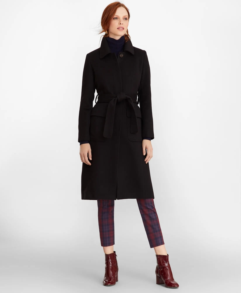 Brushed Wool Twill Wrap Coat | Brooks Brothers