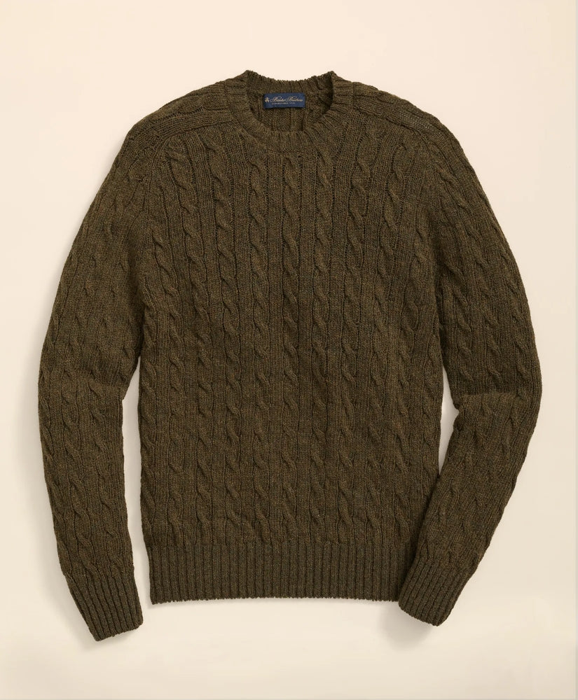 Cable Crewneck Sweater in Shetland Wool | Brooks Brothers