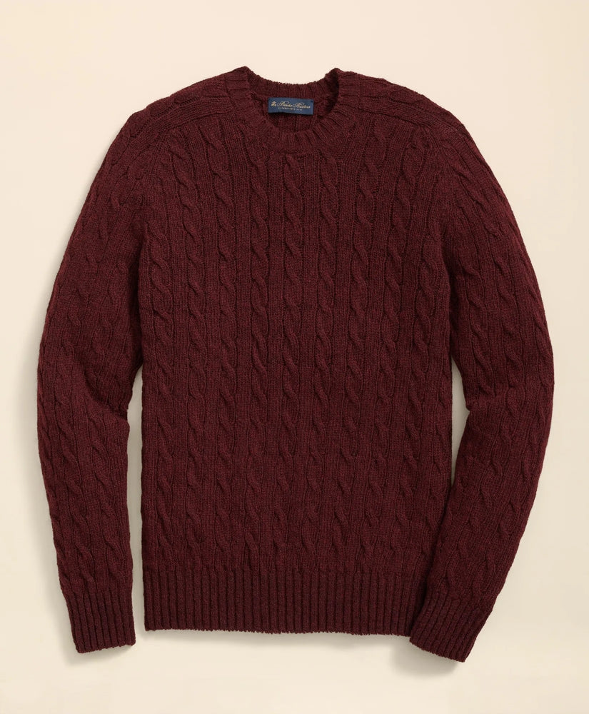 Cable Crewneck Sweater in Shetland Wool | Brooks Brothers
