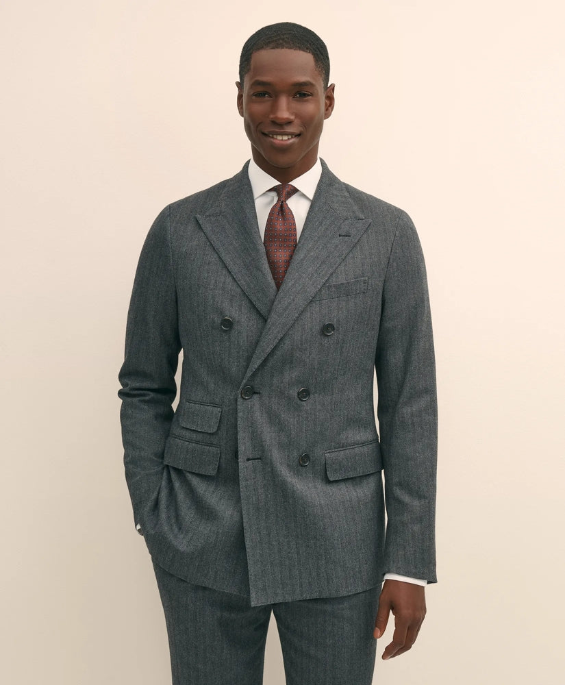 Classic Fit Double-Breasted Cotton Herringbone Suit Jacket | Brooks Brothers