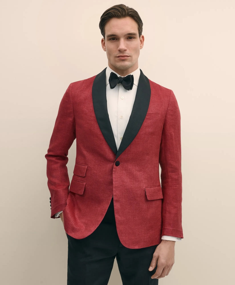 Classic Fit Linen Herringbone Dinner Jacket | Brooks Brothers