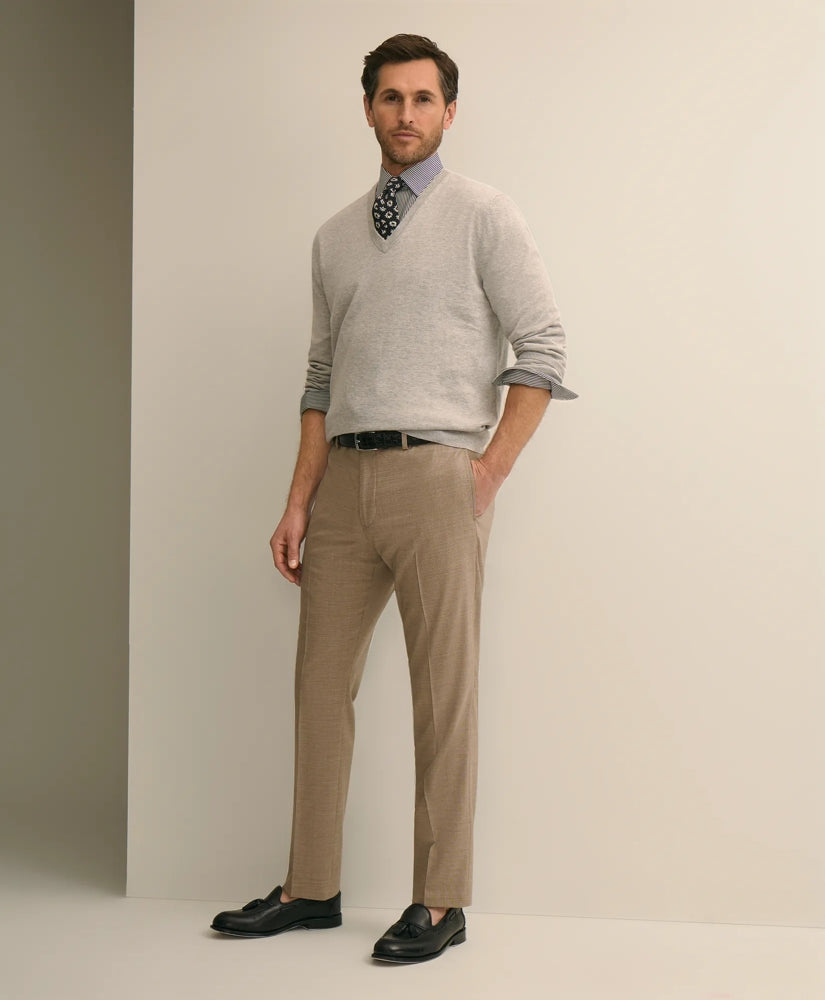 Classic Fit Wool Blend Plain Front 1818 Trousers | Brooks Brothers