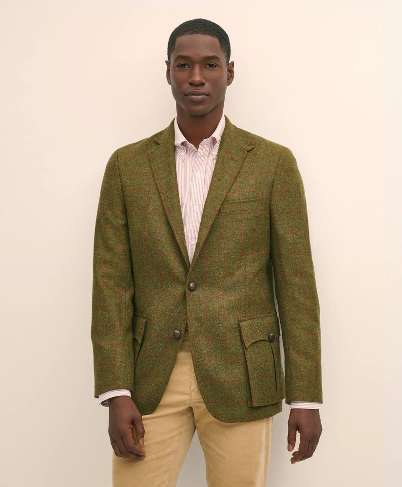 Classic Fit Wool-Cashmere Tweed Windowpane 1818 Sport Coat | Brooks Brothers