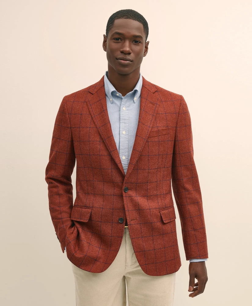 Classic Fit Wool-Cashmere Tweed Windowpane 1818 Sport Coat | Brooks Brothers