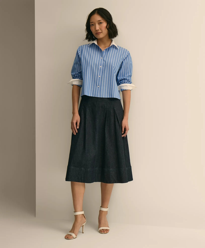 Cotton Blend A-Line Denim Skirt | Brooks Brothers
