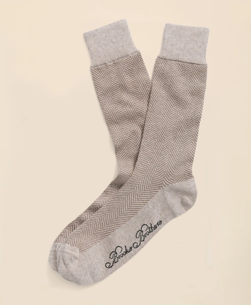 Cotton Blend Herringbone Socks | Brooks Brothers