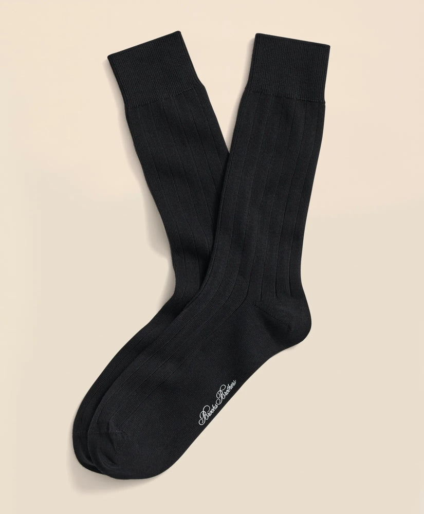 Cotton Blend Ribbed Crew Socks | Brooks Brothers