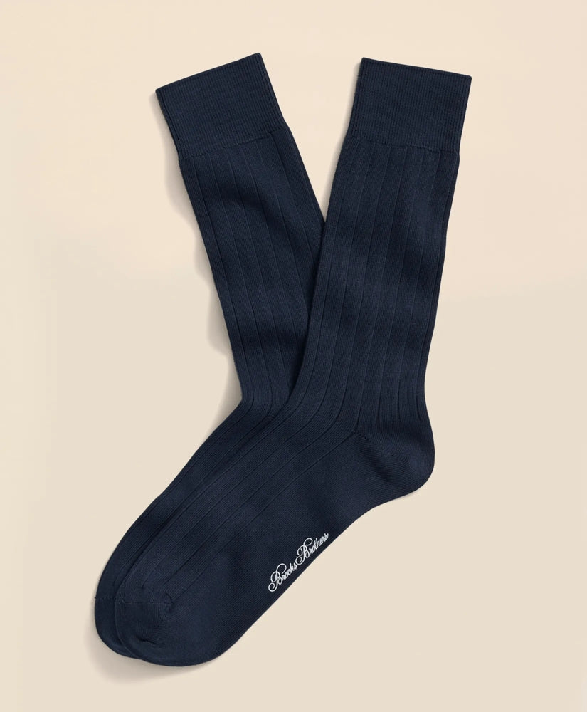 Cotton Blend Ribbed Crew Socks | Brooks Brothers