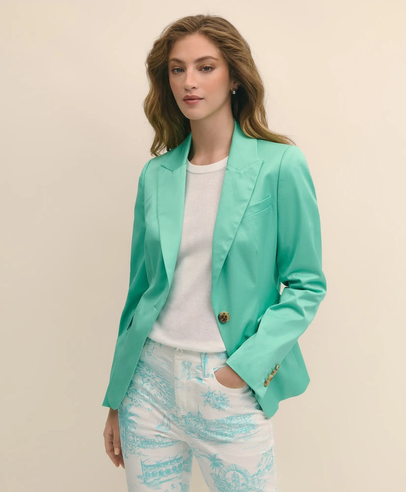 Cotton Blend Sateen Single-Button Peak Lapel Jacket | Brooks Brothers