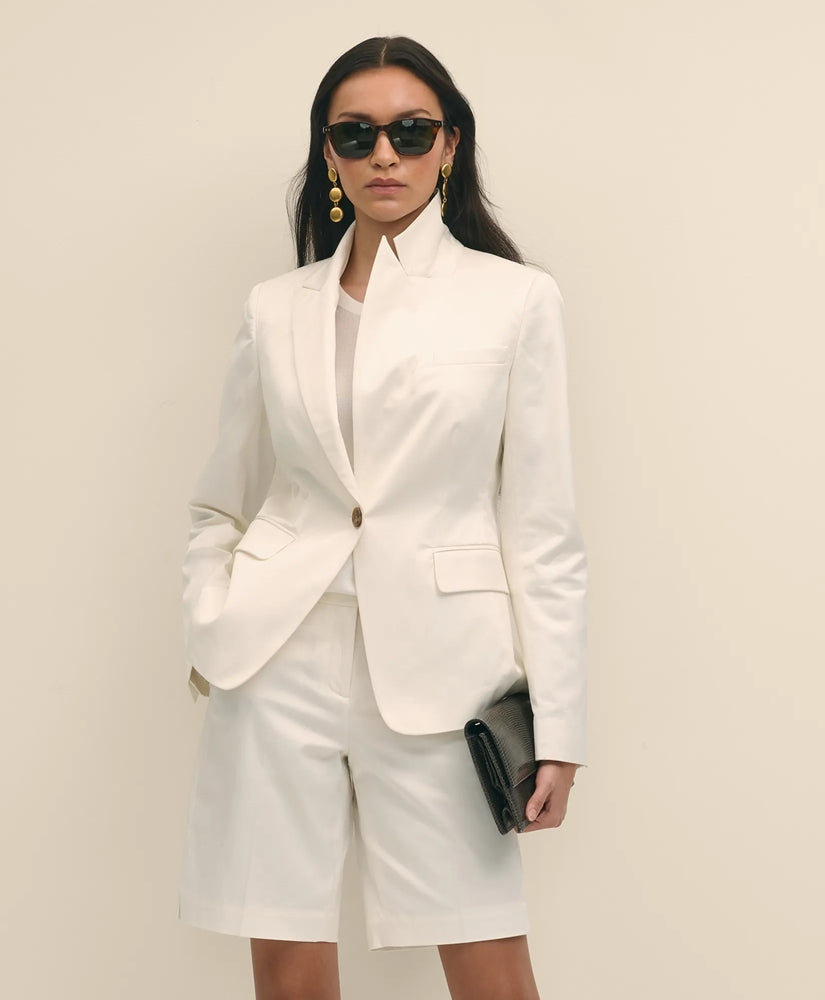 Cotton Blend Sateen Single-Button Peak Lapel Jacket | Brooks Brothers