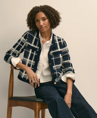 Cotton-Blend Soft Plaid Cardigan | Brooks Brothers
