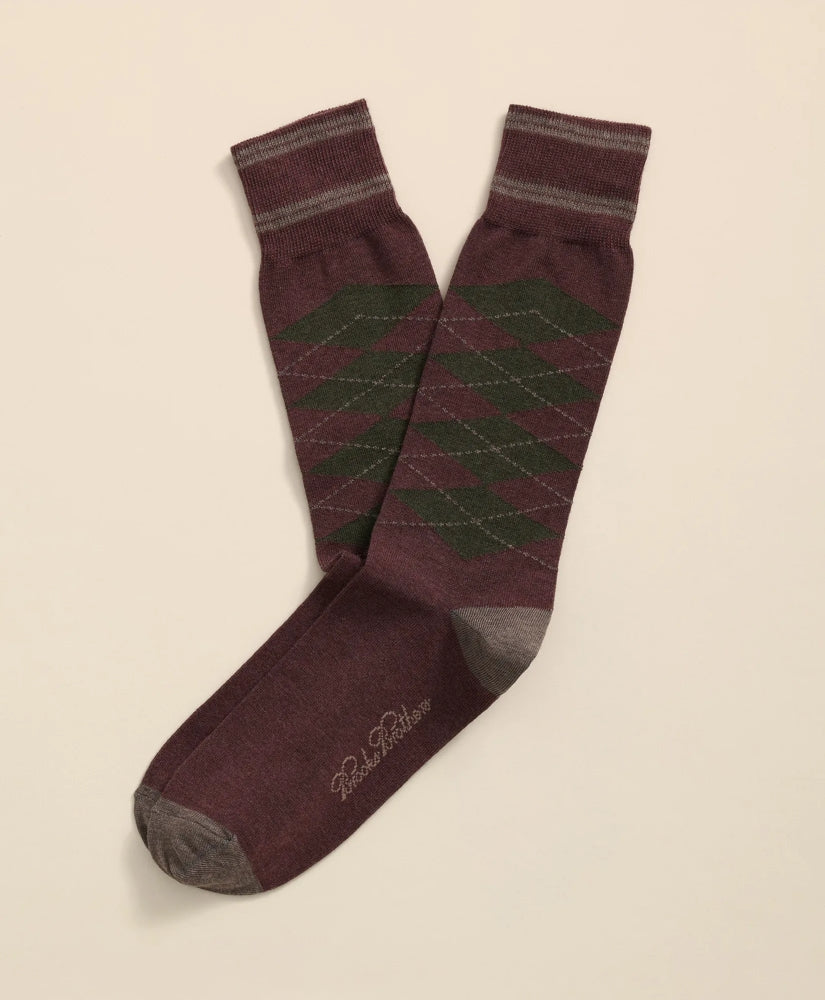 Cotton-Blend Tipped Argyle Socks | Brooks Brothers