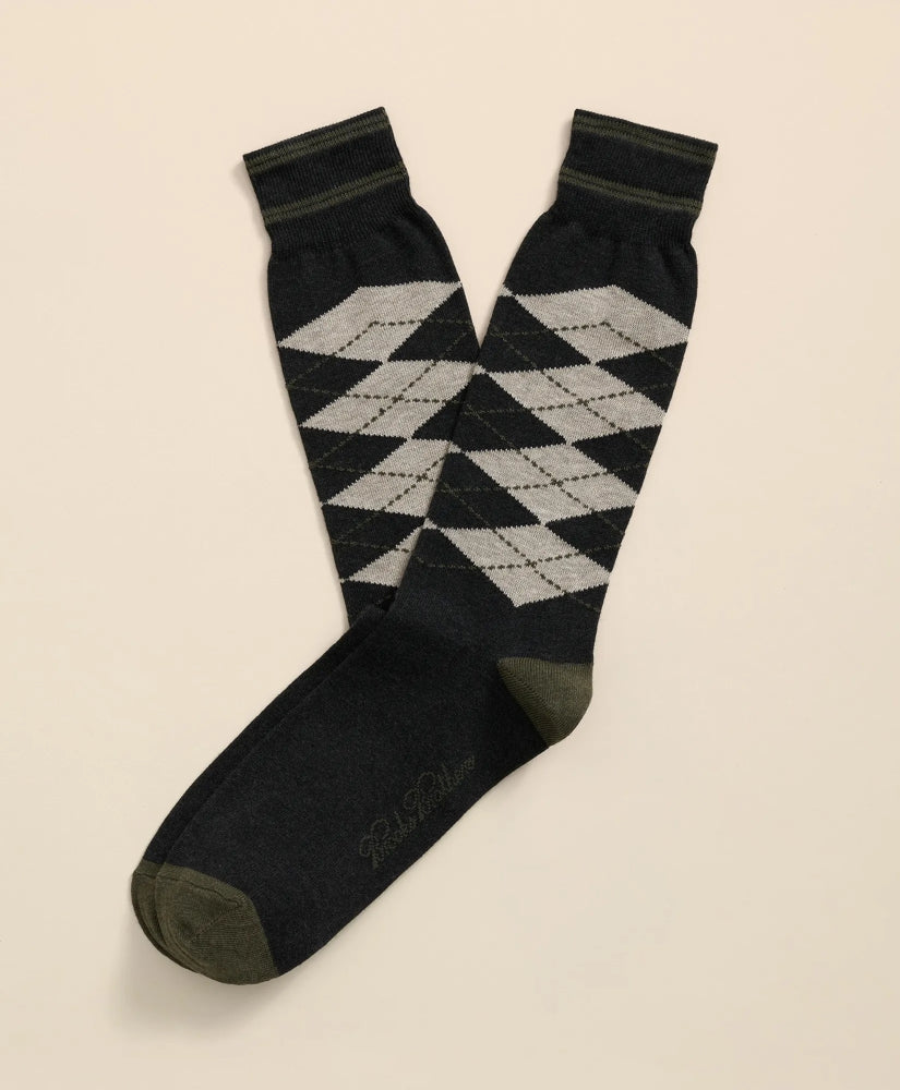Cotton-Blend Tipped Argyle Socks | Brooks Brothers