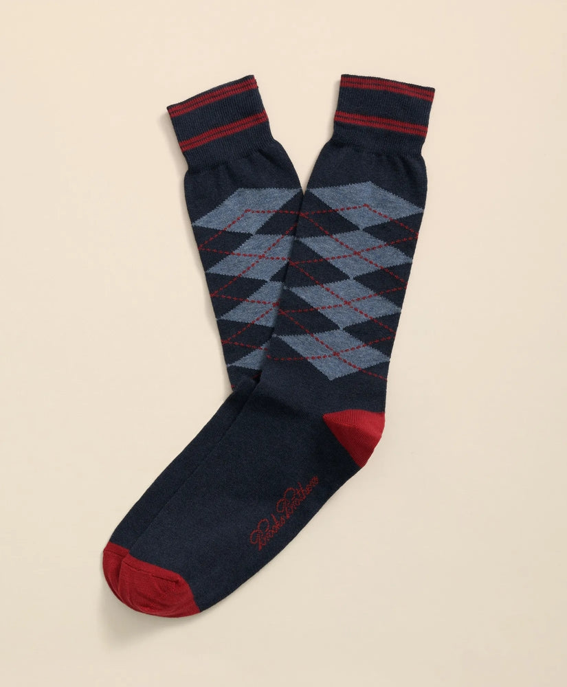 Cotton-Blend Tipped Argyle Socks | Brooks Brothers