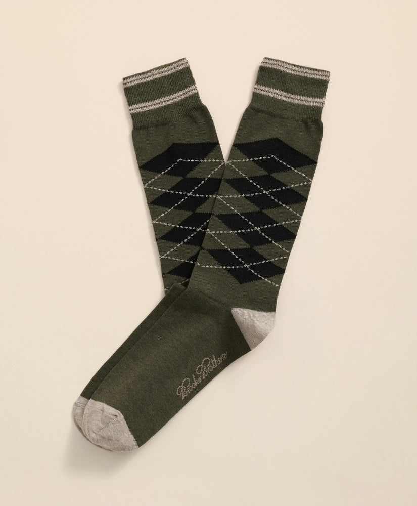 Cotton-Blend Tipped Argyle Socks | Brooks Brothers