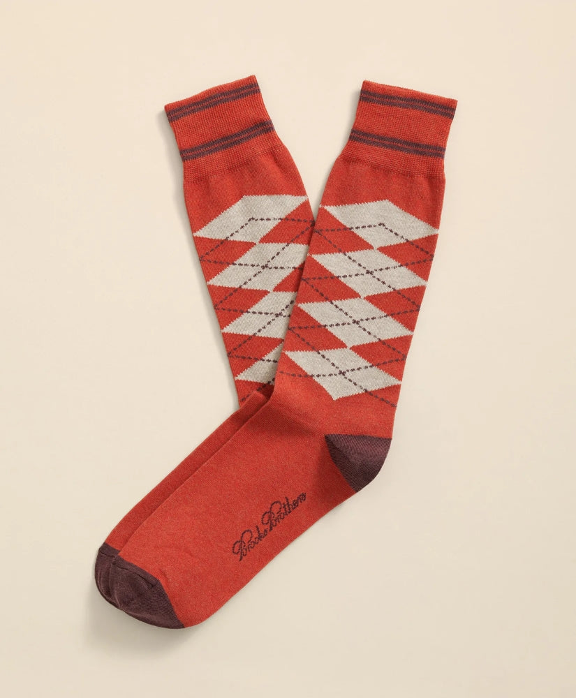 Cotton-Blend Tipped Argyle Socks | Brooks Brothers