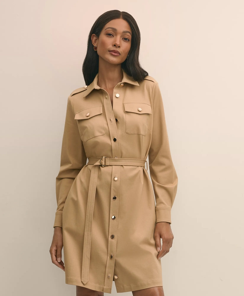 Cotton Blend Twill Belted Shirt Dress | Brooks Brothers