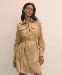 Cotton Blend Twill Belted Shirt Dress | Brooks Brothers