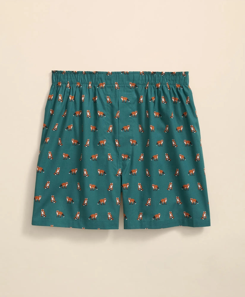 Cotton Broadcloth Fox Motif Boxers | Brooks Brothers