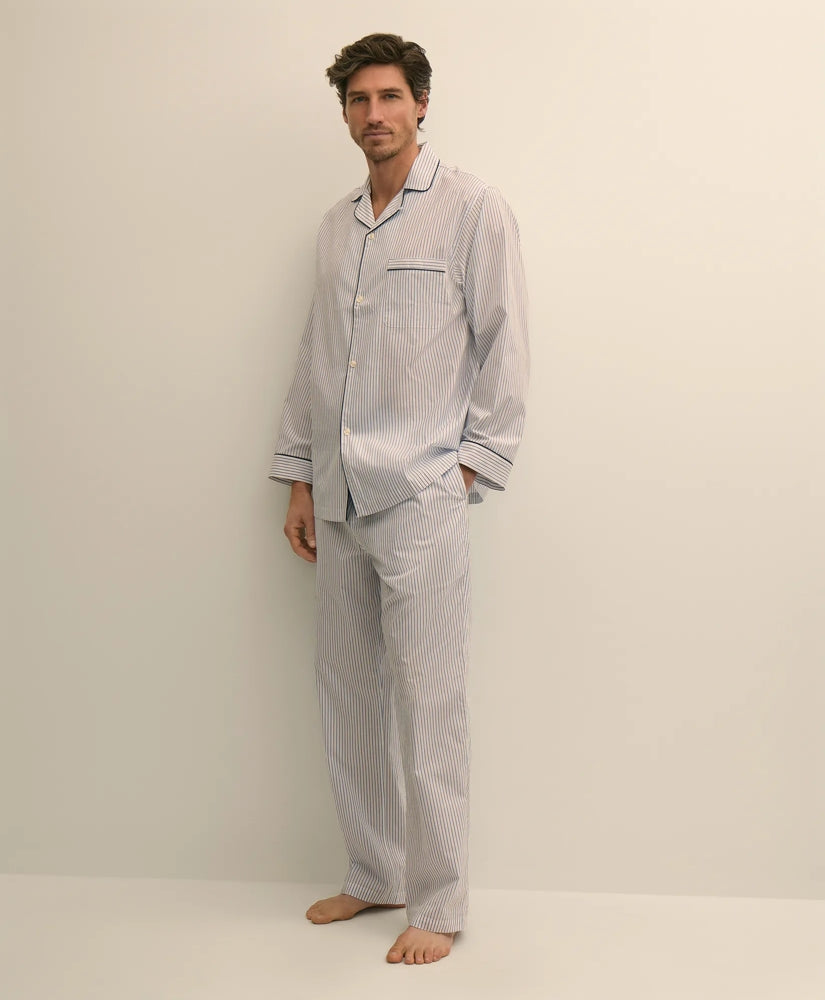 Cotton Broadcloth Stripe Pajamas | Brooks Brothers