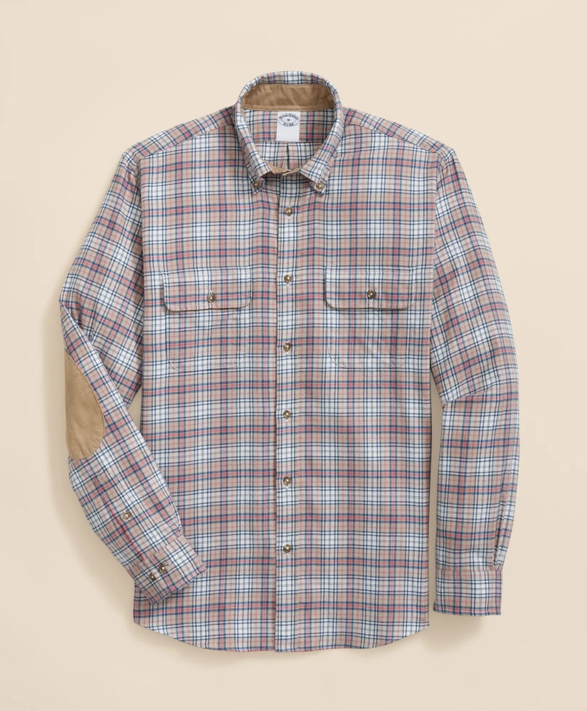 Cotton-Cashmere Flannel Plaid Sport Shirt | Brooks Brothers