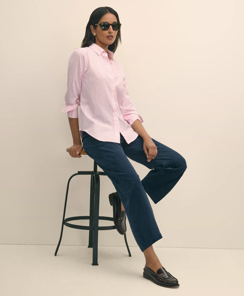 Cotton Corduroy Wide Leg Cropped Pants | Brooks Brothers