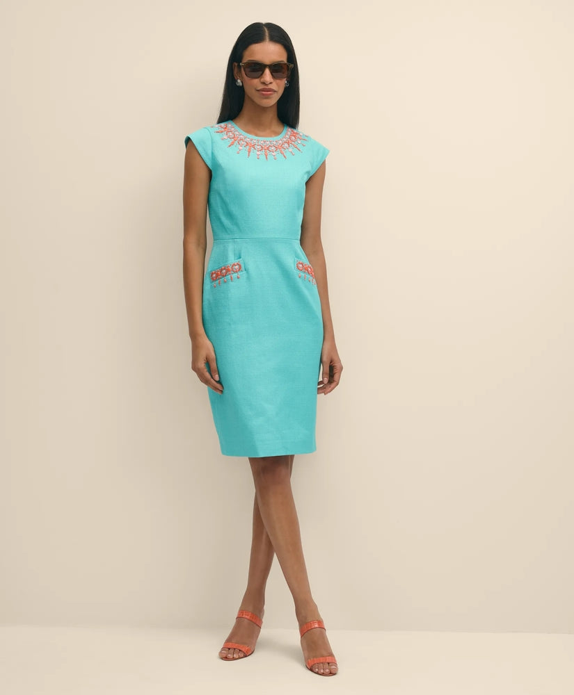 Cotton Embellished Sheath Dress | Brooks Brothers