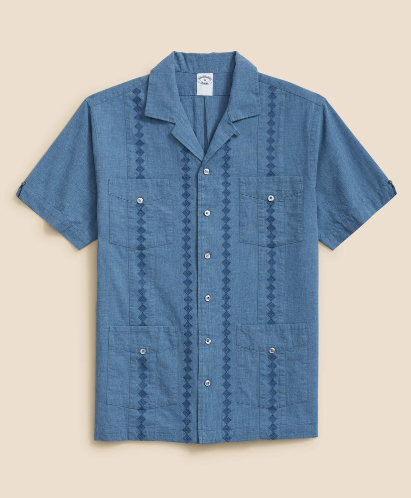 Cotton Guayabera Embroidered Short-Sleeve Shirt | Brooks Brothers