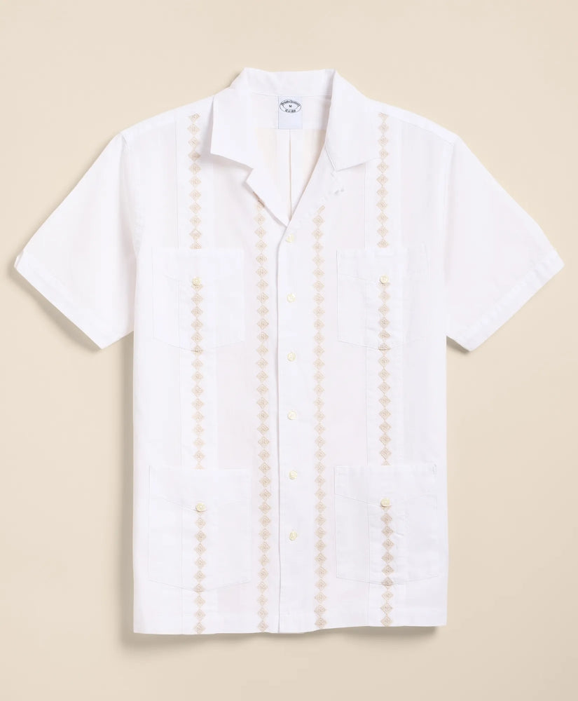 Cotton Guayabera Embroidered Short-Sleeve Shirt | Brooks Brothers