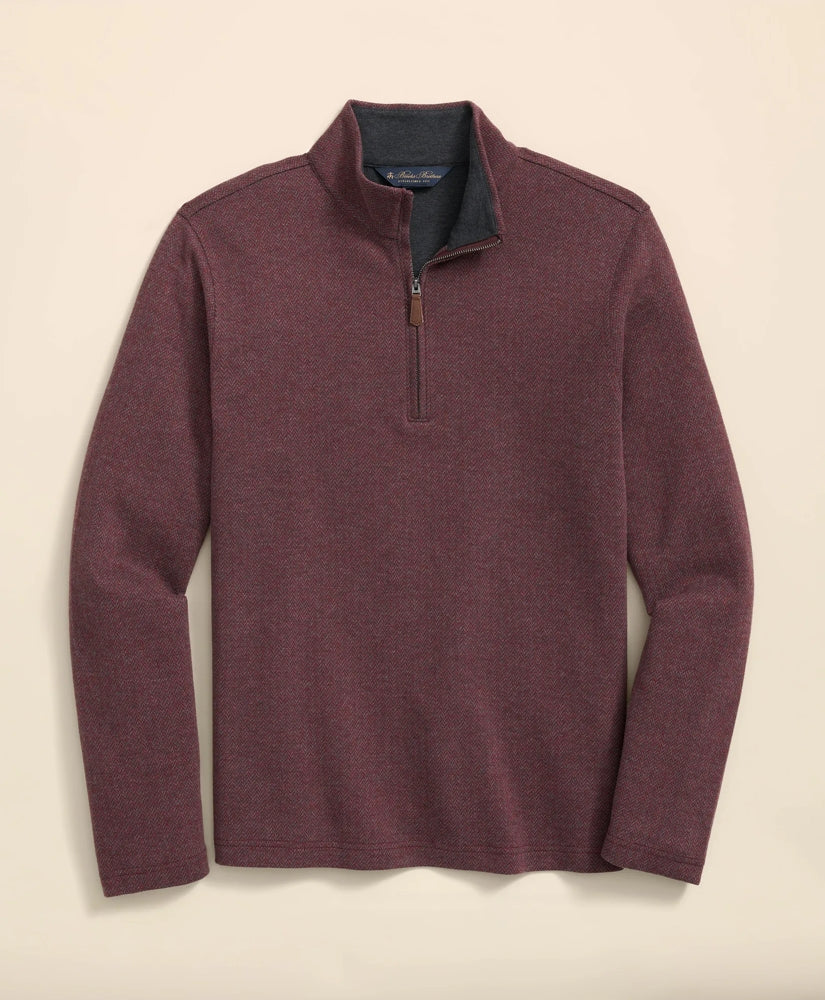 Cotton Herringbone Quarter-Zip | Brooks Brothers