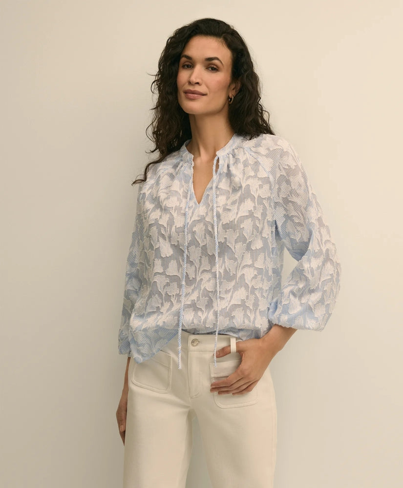 Cotton Jacquard Peasant Blouse | Brooks Brothers
