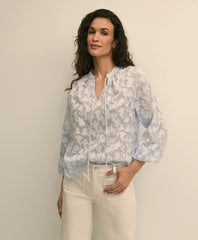 Cotton Jacquard Peasant Blouse | Brooks Brothers
