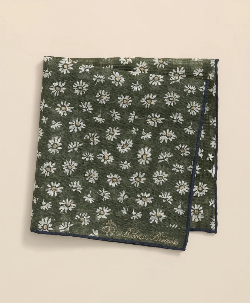 Cotton-Linen Daisy Print Pocket Square | Brooks Brothers