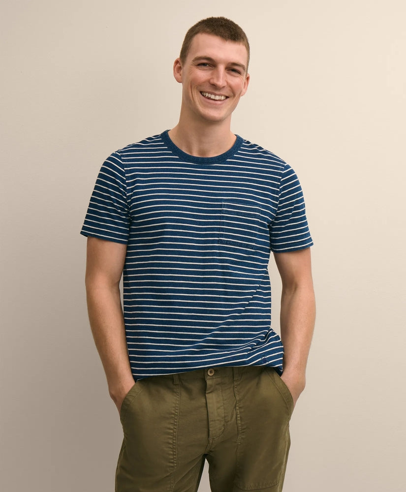 Cotton Mariner Stripe Indigo T-Shirt | Brooks Brothers
