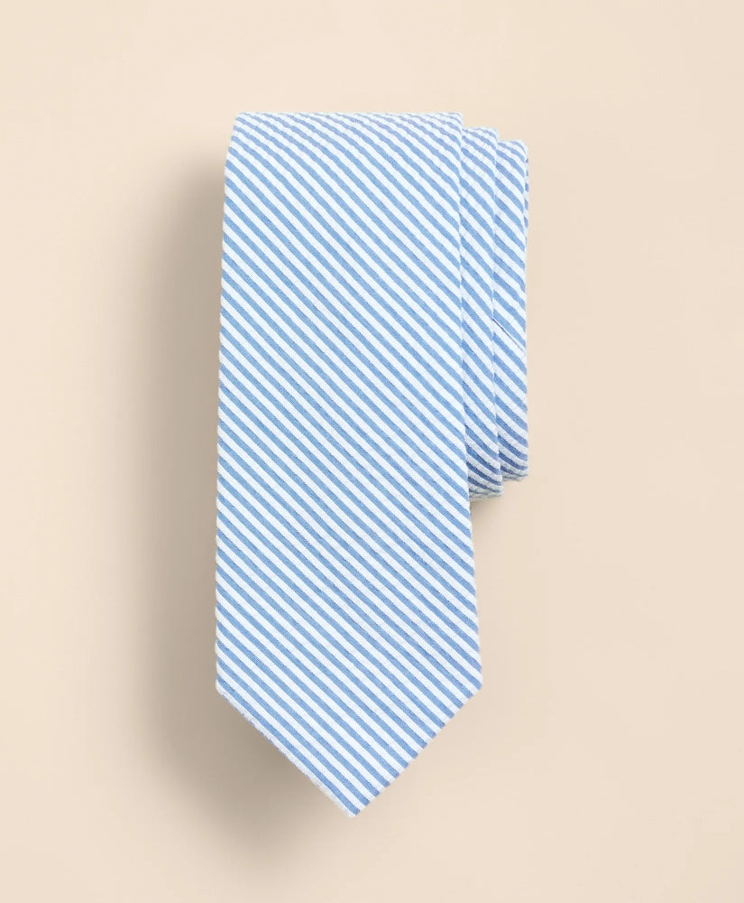 Cotton Seersucker Stripe Tie | Brooks Brothers